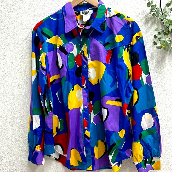 American Vintage Other - Vintage 70's Disco Style Dopamine Button Down Shirt USA Made | Groovy Retro | L